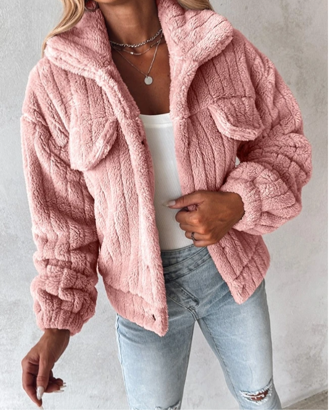 Women's Casual Sherpa Jacket with Button Front