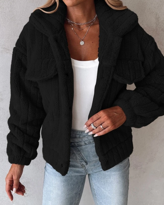 Women's Casual Sherpa Jacket with Button Front