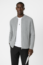 Men's Ribbed Zip-Front Knit Sweater