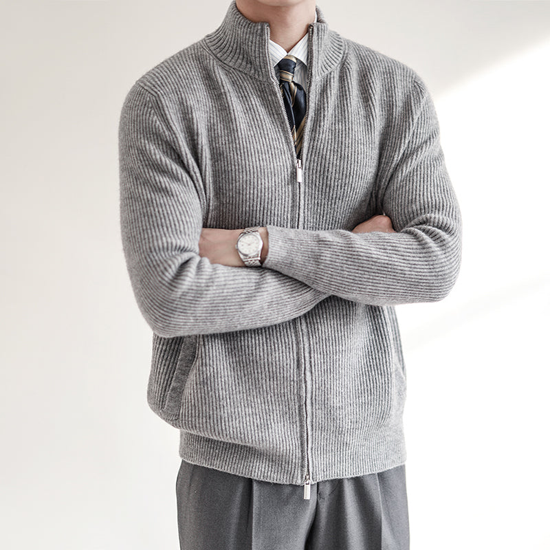 Men's Zip-Front Ribbed Knit Sweater
