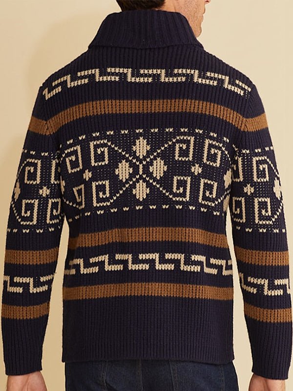 Men’s Shawl Collar Patterned Knit Cardigan