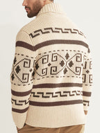 Men’s Shawl Collar Patterned Knit Cardigan