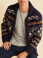 Men’s Shawl Collar Patterned Knit Cardigan