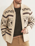 Men’s Shawl Collar Patterned Knit Cardigan