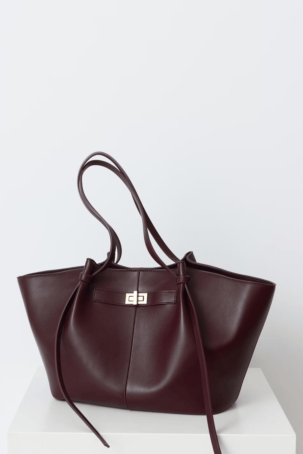 Structured Shopper Tote with Gold-Tone Accents