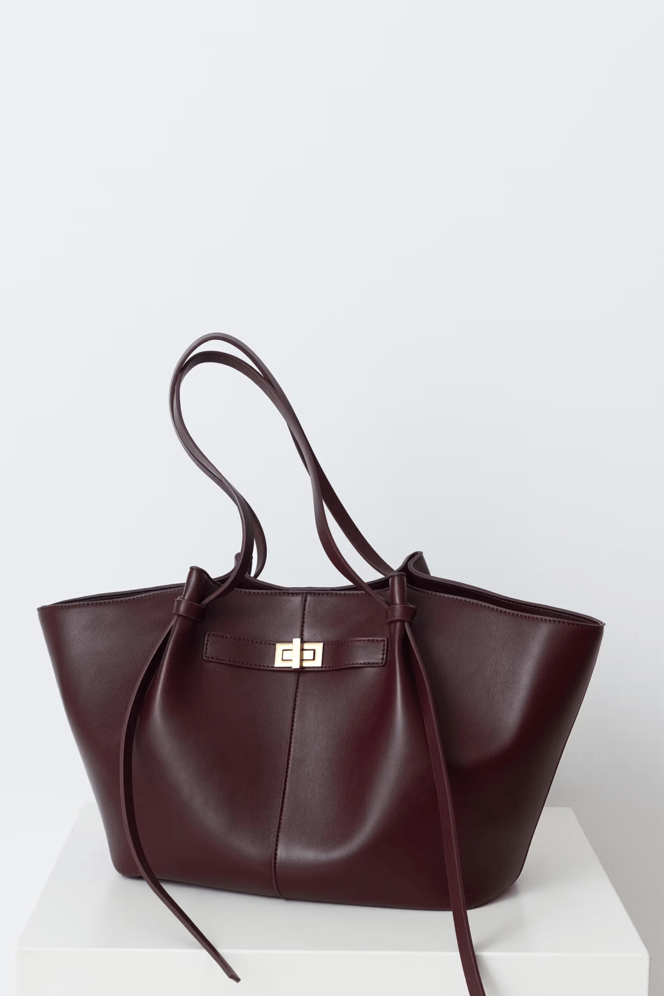 Structured Shopper Tote with Gold-Tone Accents