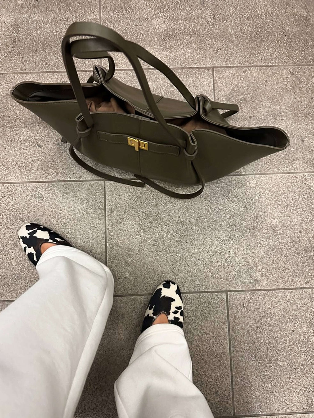 Structured Shopper Tote with Gold-Tone Accents