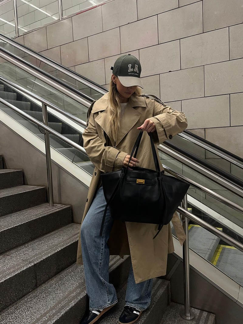 Structured Shopper Tote with Gold-Tone Accents